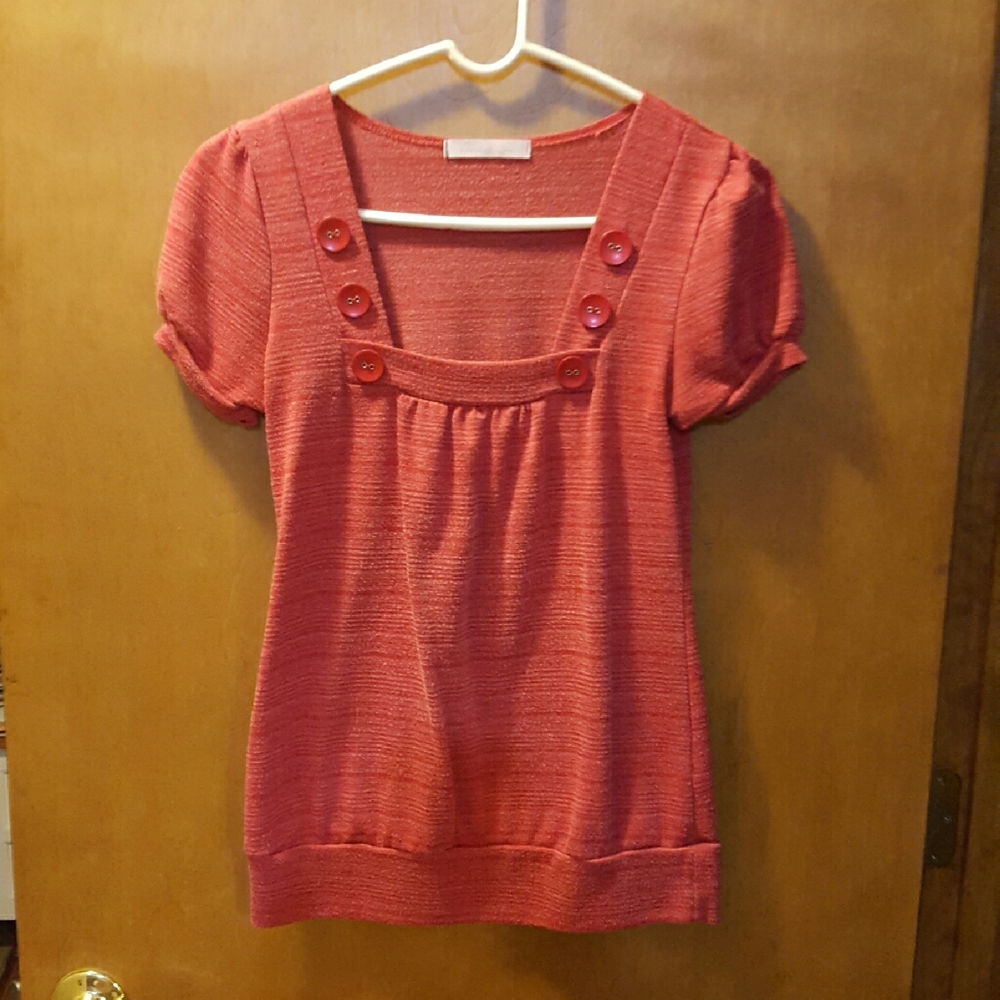 Coral button detail shirt
